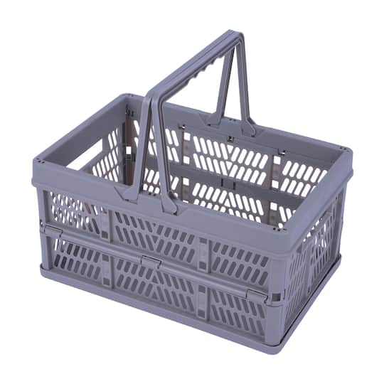 Gray Collapsible Plastic Storage Crate by Simply Tidy®